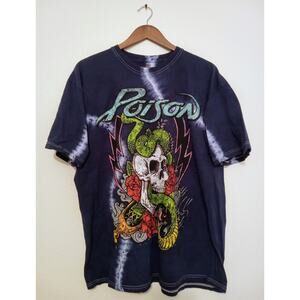 Poison Band T-Shirt Tie Dye Rock Concert Tour Tee Vintage Style Skull SZ XL